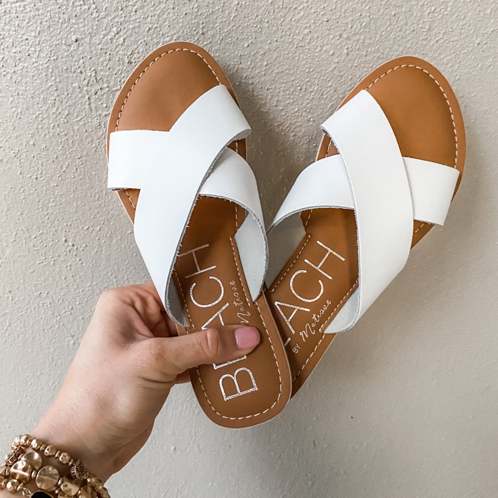 White cross sandals